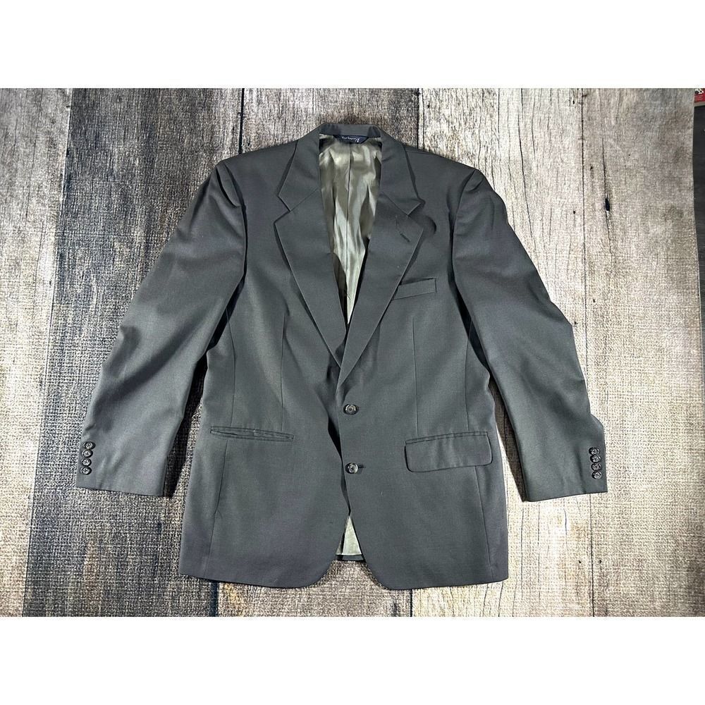 Burberrys 100% Wool Single Breasted Gray Suit Jacket Blazer